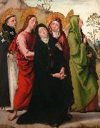 Juan de Borgona The Virgin, Saint John the Evangelist, two female saints and Saint Dominic de Guzman. oil painting
